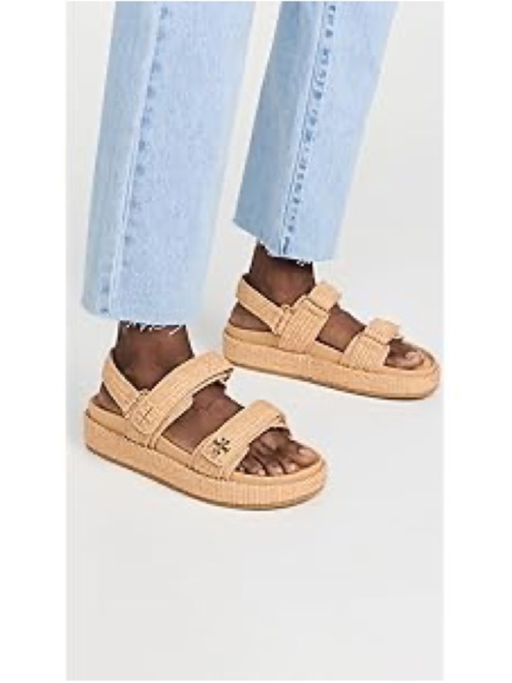 Tory Burch Women's Kira Sport Sandals, Natural Raffia, Tan, 5.5 Medium US - Picture 2 of 7